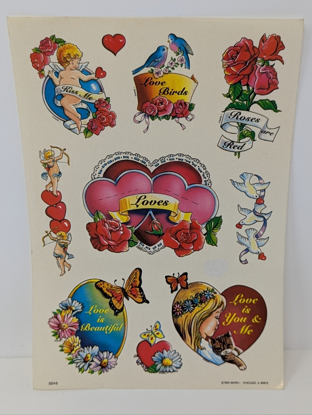 Celebrity Mark 1 Love Cat Doves Birds Roses Sheet Vintage 1984 Not Complete